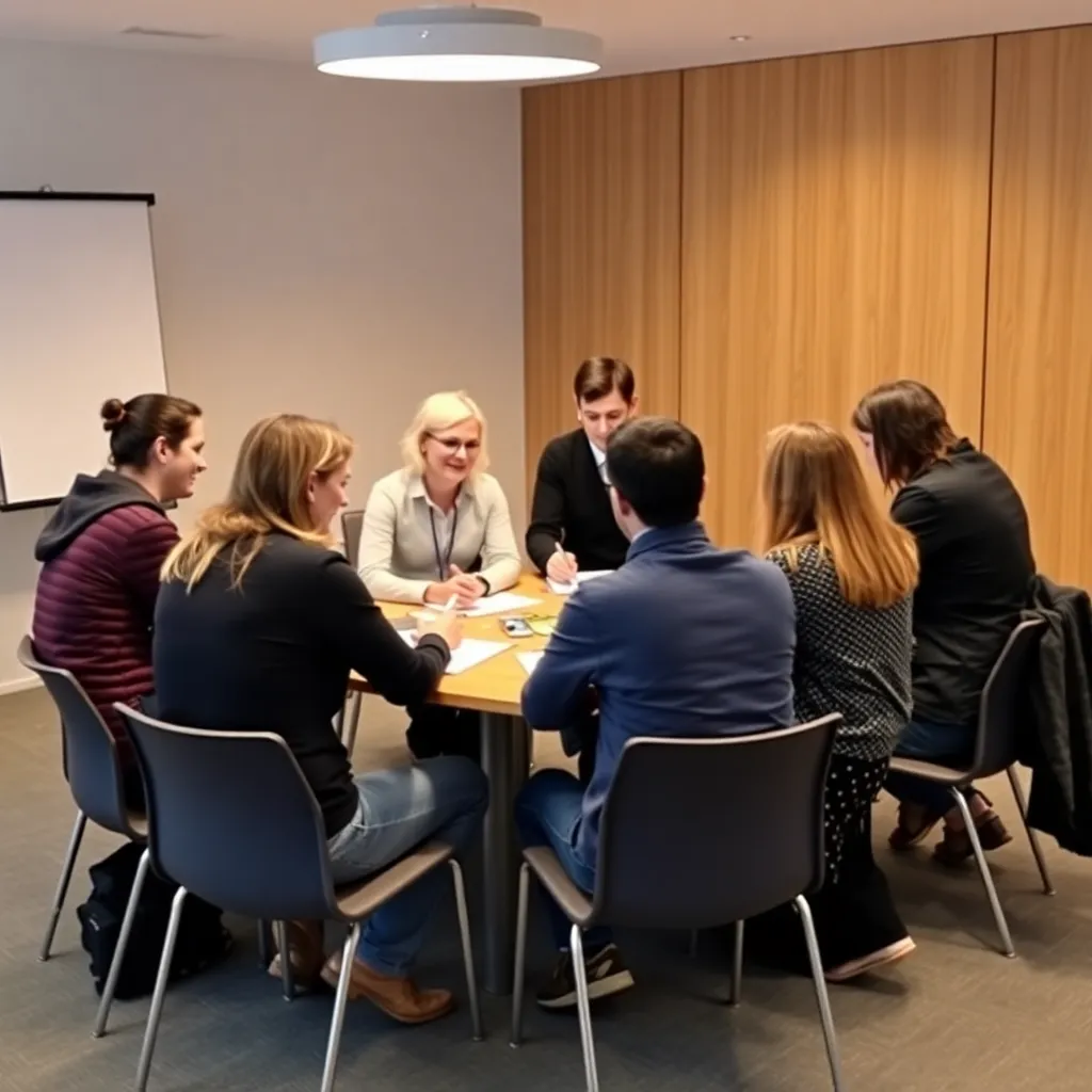 Een coach en cliënt bespreken tijdmanagementstrategieën in een lichte kantoorruimte